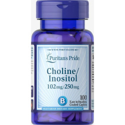 Холин и инозитол, Puritan's Pride Choline Bitartrate Inositol, 100 каплет