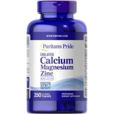 Кальций магний цинк хелат, Puritan's Pride Chelated Calcium Magnesium Zinc, 250 каплет
