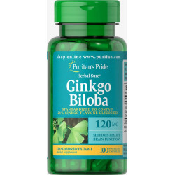 Гинкго билоба 120 мг, стандартизированный экстракт, Puritan's Pride Ginkgo Biloba, 100 капсул
