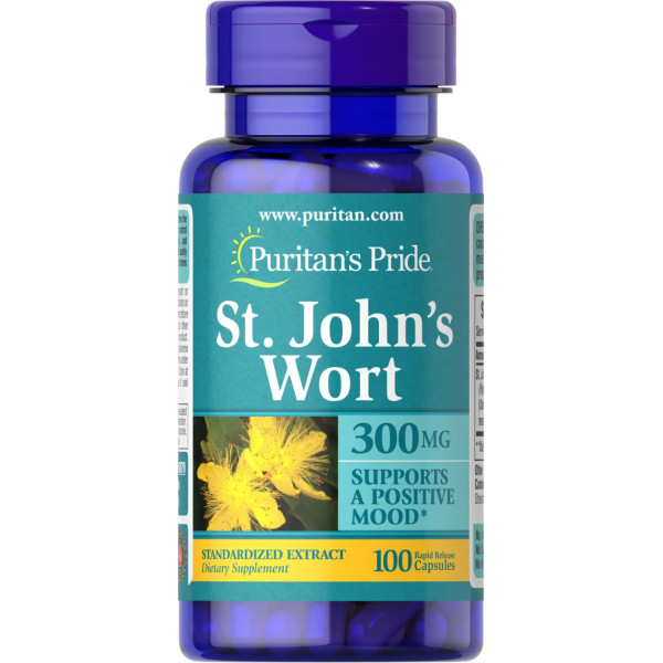 Звіробій, St. John's Wort, Puritan's Pride, стандартизований екстракт, 300 мг, 100 капсул