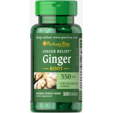 Імбир 550 мг, Puritan's Pride Ginger Root, 100 капсул