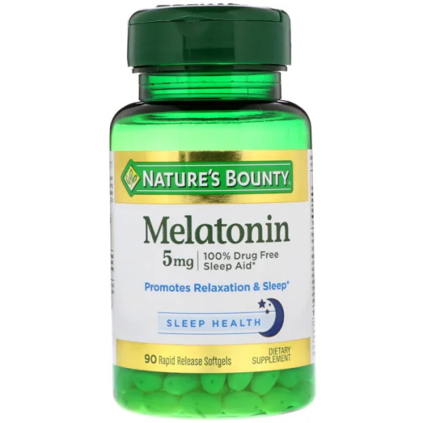 Мелатонин, Melatonin, Nature's Bounty, 5 мг, 90 капсул