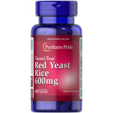 Червоний дріжджовий рис 600 мг, Puritan's Pride Red Yeast Rice, 60 капсул