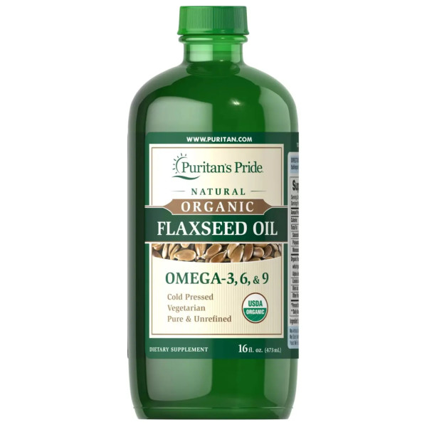 Лляне олія, Flaxseed Oil, Puritan's Pride, органічна, 473 мл