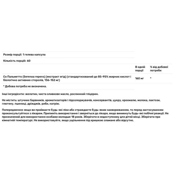 Со Пальметто, Saw Palmetto, Puritan's Pride, стандартизований екстракт, 160 мг, 60 гелевих капсул