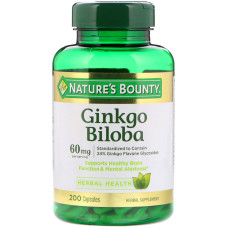 Гінкго білоба 60 мг, Nature's Bounty Ginkgo Biloba, 200 капсул