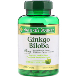 Гинкго билоба 60 мг, Nature's Bounty Ginkgo Biloba, 200 капсул
