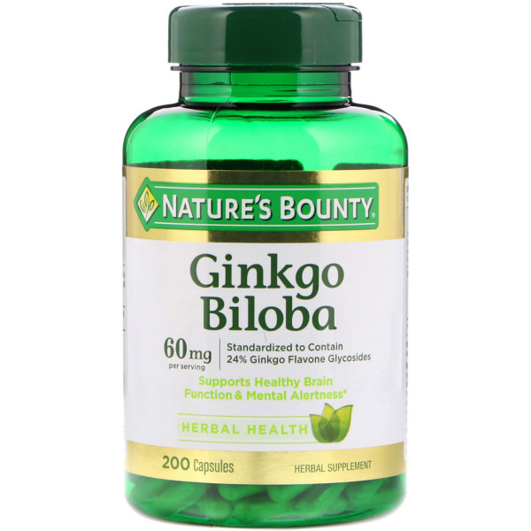 Гінкго білоба, Ginkgo Biloba, Nature's Bounty, 60 мг, 200 капсул