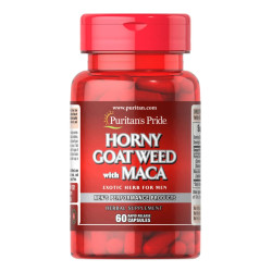 Горянка + мака, Puritan's Pride Horny Goat Weed with Maca, 500 мг/75 мг, 60 капсул