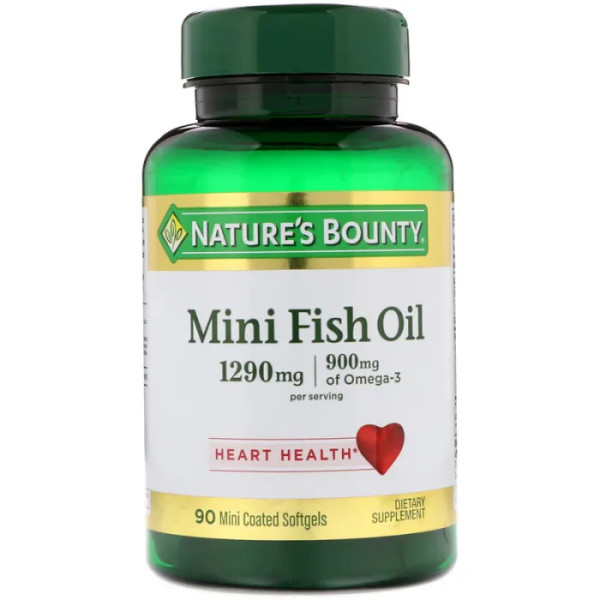 Риб'ячий жир, Mini Fish Oil, Nature's Bounty, 1290 мг, 90 капсул з міні покриттям