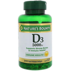 Витамин D3 5000 МЕ, Nature's Bounty Vitamin D3, 240 мягких капсул