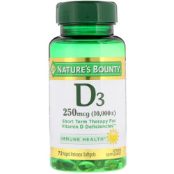 Вітамін D3 250 мкг (10 000 МО), Vitamin D3 Nature's Bounty, 72 капсули
