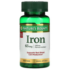Залізо, Nature's Bounty Залізо, 65 мг, 100 таблеток