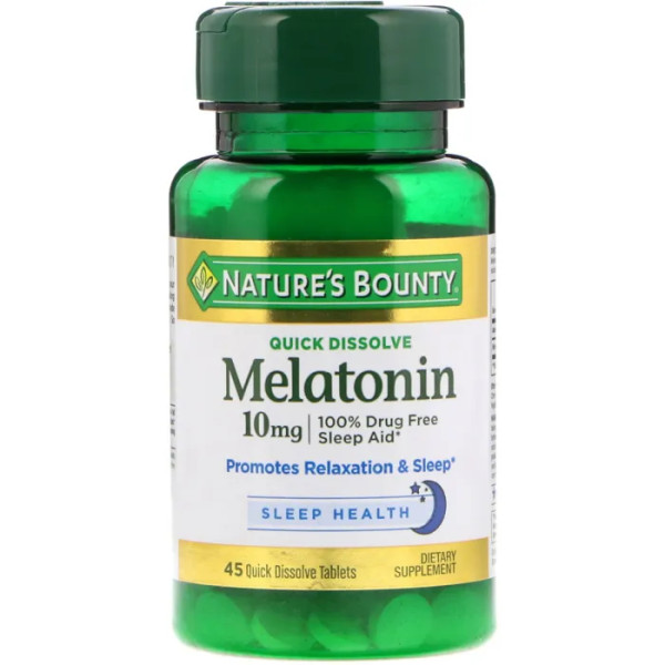 Мелатонін зі смаком вишні, Melatonin, Nature's Bounty, швидкорозчинний, 10 мг, 45 таблеток
