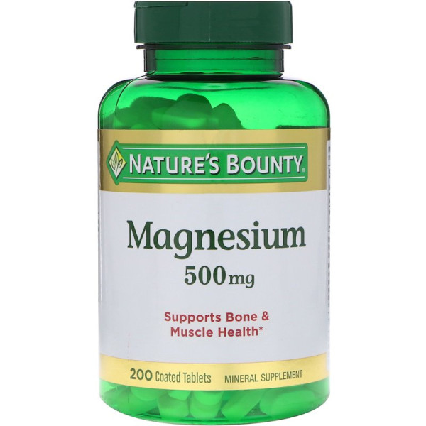 Магній оксид, Magnesium, Nature's Bounty, 500 мг, 200 таблеток