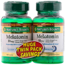 Мелатонін 10 мг, Nature's Bounty Melatonin, 2 упаковки по 60 капсул