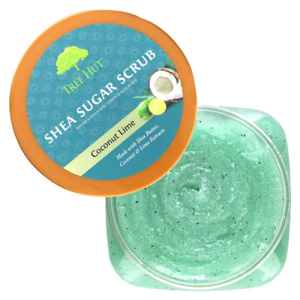 Цукровий скраб для тіла, Shea Sugar Scrub, Tree Hut, лайм\/кокос, 510 г