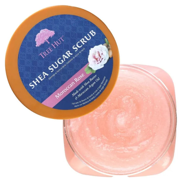 Цукровий скраб для тіла, Shea Sugar Scrub, Tree Hut, марокканська троянда, 510 г