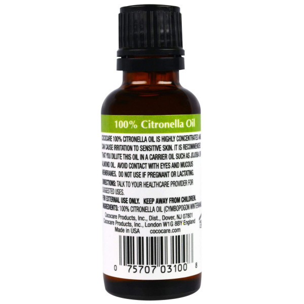 Ефірна олія цітронелли, (100% Citronella Oil), Cococare, 30 мл