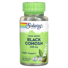 Клопогон 540 мг, Solaray True Herbs Black Cohosh, 100 вегетаріанських капсул