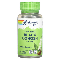 Клопогон 540 мг, Solaray True Herbs Black Cohosh, 100 вегетарианских капсул