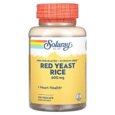 Червоний дріжджовий рис 600 мг, Red Yeast Rice Solaray, 120 капсул