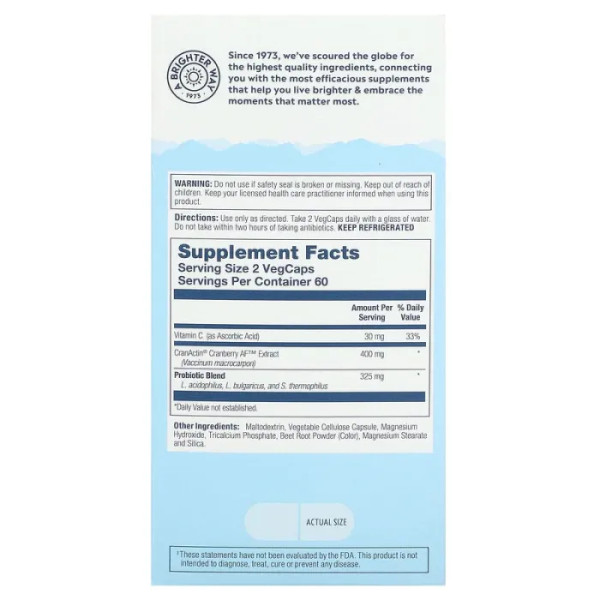 Журавлина з пробіотиками, CranActin, Crandophilus, Solaray, 200 мг, 120 вегетаріанських капсул