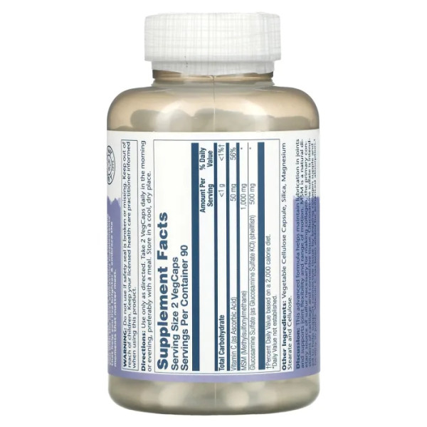 МСМ і глюкозамін, MSM & Glucosamine, Solaray, 180 капсул