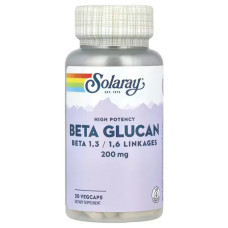 Бета-глюкан 200 мг, Solaray Beta Glucan, висока ефективність, 30 вегетаріанських капсул
