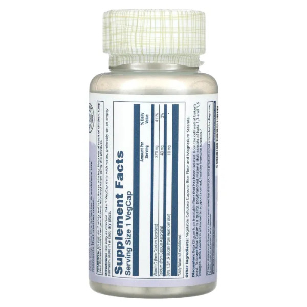 Бета-глюкан з вітаміном С, Beta Glucan with Vitamin C, Solaray, 60 вегетаріанських капсул