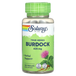 Лопух 425 мг, Solaray True Herbs Burdock, 100 вегетарианских капсул