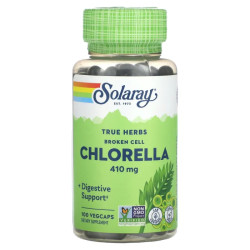 Хлорелла 410 мг, True Herbs Solaray Broken Cell Chlorella, 100 вегетарианских капсул