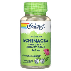 Эхинацея пурпурная и узколистная 460 мг, Echinacea Purpurea & Angustifolia True Herbs Solaray, 100 вегетарианских капсул