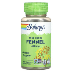 Фенхель 450 мг, Fennel True Herbs Solaray, 100 вегетарианских капсул