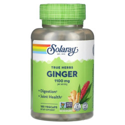 Имбирь 1100 мг, Solaray True Herbs Ginger, 180 вегетарианских капсул
