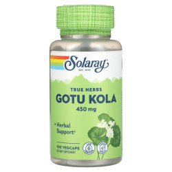 Готу колу 450 мг, Solaray True Herbs Gotu Kola, 100 вегетаріанських капсул