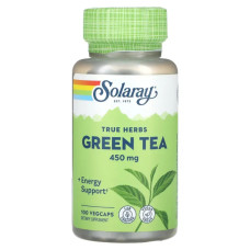 Зеленый чай 450 мг, Green Tea True Herbs Solaray, 100 вегетарианских капсул