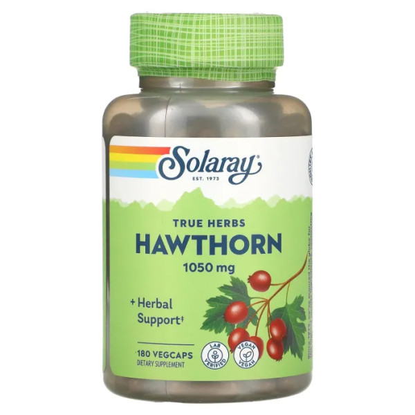 Глід, екстракт ягід, Hawthorn, Solaray, для веганів, 525 мг, 180 капсул