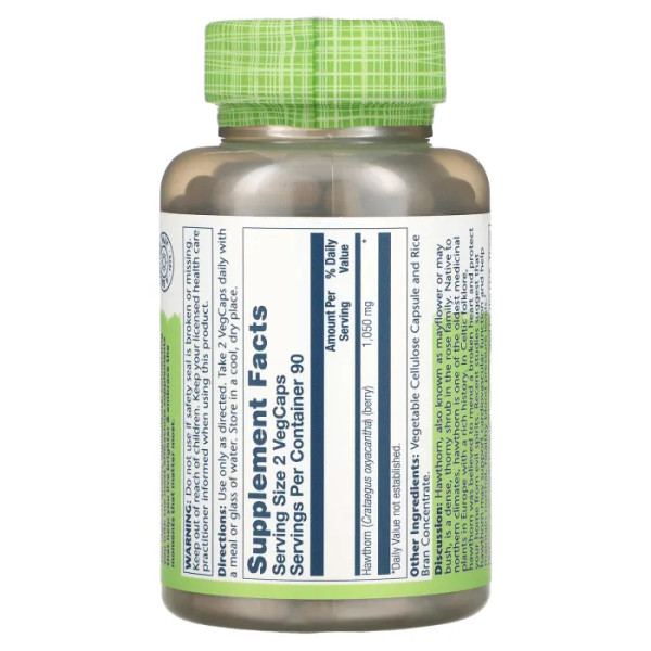 Глід, екстракт ягід, Hawthorn, Solaray, для веганів, 525 мг, 180 капсул