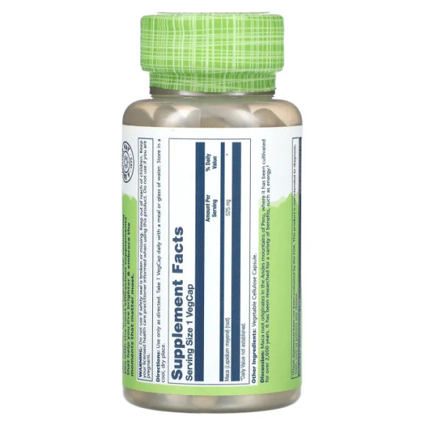 Мака, Maca, Solaray, 525 мг, 100 капсул