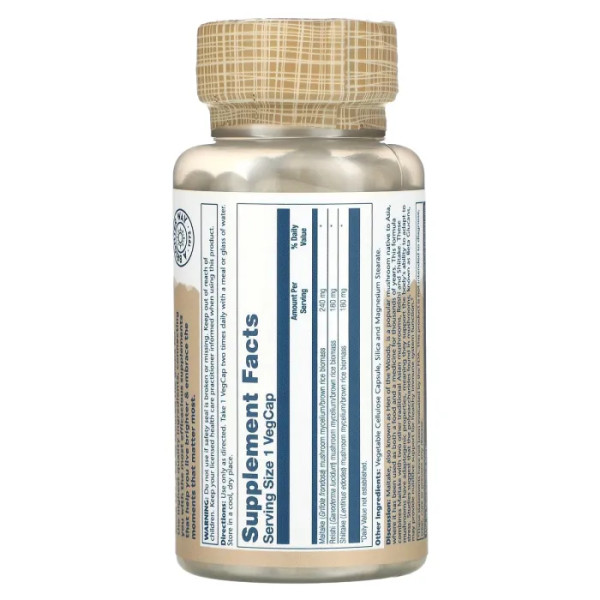 Грибний комплекс для імунітету, Mushroom Immune Complex, Solaray, з майтаке, рейші та шиїтаке, 600 мг, 100 вегетаріанських капсул