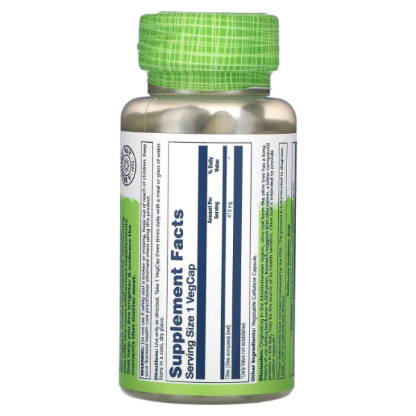 Лист оливи, Olive Leaf, True Herbs, Solaray, 410 мг, 100 вегетаріанських капсул