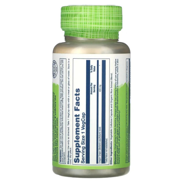 Орегонський виноград, Oregon Grape, True Herbs, Solaray, 400 мг, 100 вегетаріанських капсул
