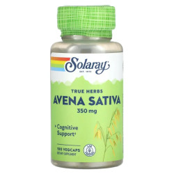 Дикий овес 350 мг, Solaray True Herbs Avena Sativa, когнитивная поддержка, 100 вегетарианских капсул