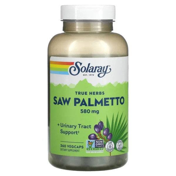 З пальметто, Saw Palmetto Whole Berry, Solaray, з ягід, 360 капсул