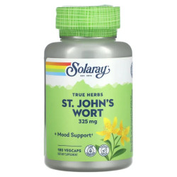 Звіробій 325 мг, Solaray True Herbs St. John's Wort, 180 вегетаріанських капсул