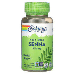 Сенна 470 мг, True Herbs Solaray Senna, 100 вегетарианских капсул