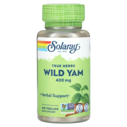 Дикий ямс 400 мг, Solaray True Herbs Wild Yam, 100 вегетаріанських капсул