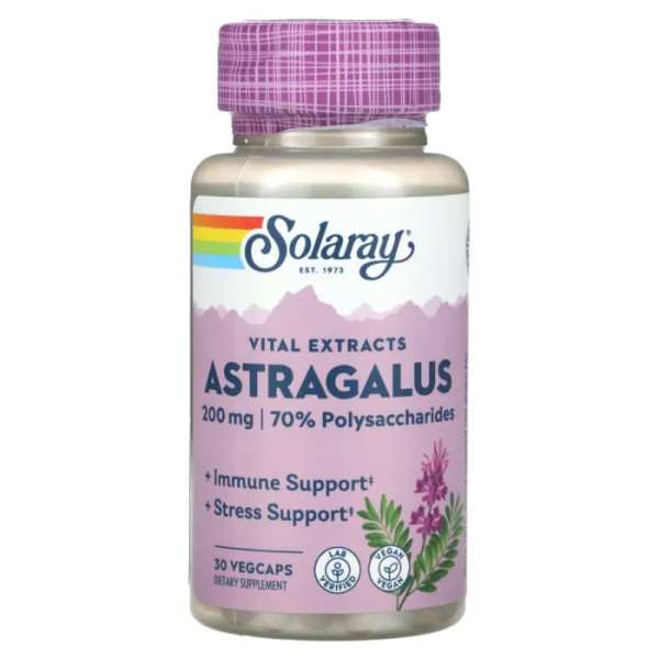 Астрагал, Astragalus, Vital Extracts, Solaray, 200 мг, 30 вегетаріанських капсул