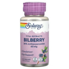 Чорниця 60 мг, Bilberry Vital Extracts Solaray, 60 вегетаріанських капсул